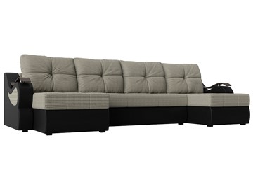 П-образный диван Меркурий П, Корфу 02 (рогожка)/черный (экокожа) в Иваново