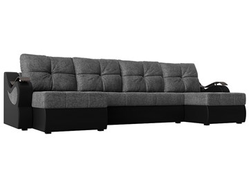 П-образный диван Меркурий П, Серый/черный (рогожка/экокожа) в Иваново