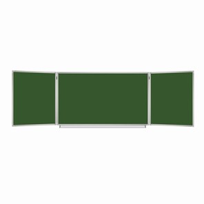 Доска  для мела 3-х элементная 100х150/300 см, 5 рабочих поверхностей, зеленая, BRAUBERG, 231707 в Иваново