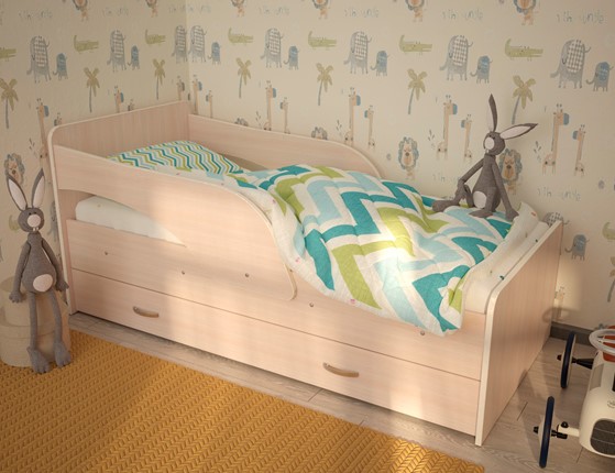 Кровать с ящиками Максимка, цвет Млечный дуб в Иваново - изображение