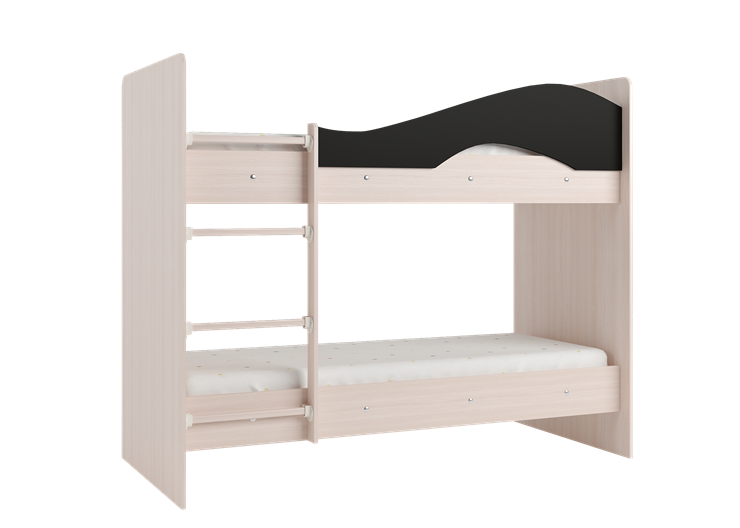 Детская  двухъярусная кровать Мая с 2 ящиками на щитах, корпус Млечный дуб, фасад Венге в Иваново - изображение 3