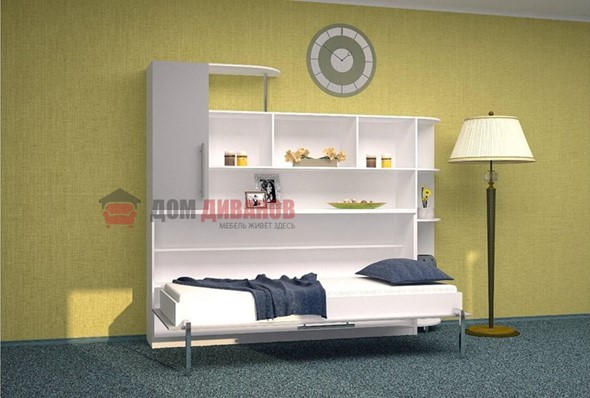 Детская кровать-шкаф Горизонтальная в серых тонах, Белый шагрень/Алюминий (900х2000) в Иваново - изображение