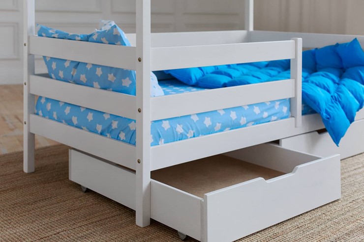 Детская двухэтажная кровать Домик с ящиками, цвет белый в Иваново - изображение 3