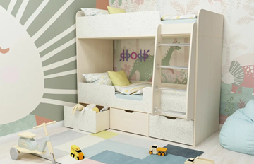 Двухъярусная детская кровать Малыш двойняшка 70х160, корпус Дуб молочный, фасад Фейритейл в Иваново