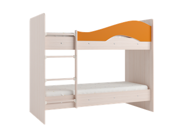 Детская двухэтажная кровать Мая с 2 ящиками на щитах, корпус Млечный дуб, фасад Оранжевый в Иваново - предосмотр 2