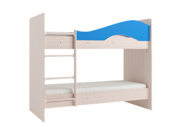 Детская 2-этажная кровать Мая с 2 ящиками на щитах, корпус Млечный дуб, фасад Синий в Иваново - предосмотр 2