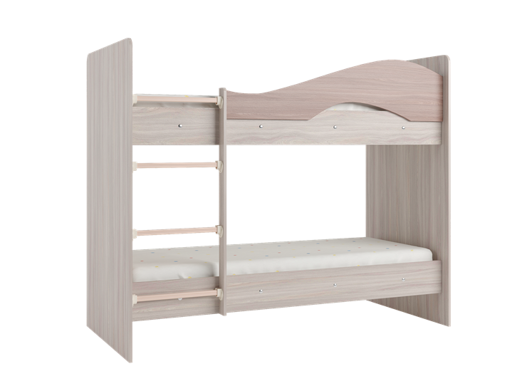 Двухэтажная детская кровать Мая с 2 ящиками на щитах, корпус Шимо светлый, фасад Шимо темный в Иваново - изображение 2