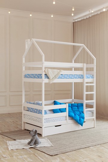 Детская двухэтажная кровать Домик с ящиками, цвет белый в Иваново - изображение 6