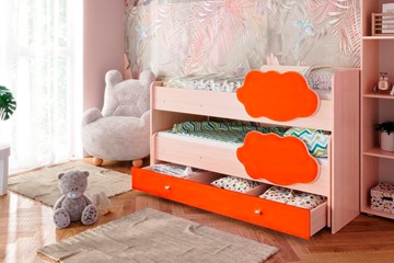 Детская 2-х ярусная кровать Соник 1.6 с ящиком, Оранжевый в Иваново