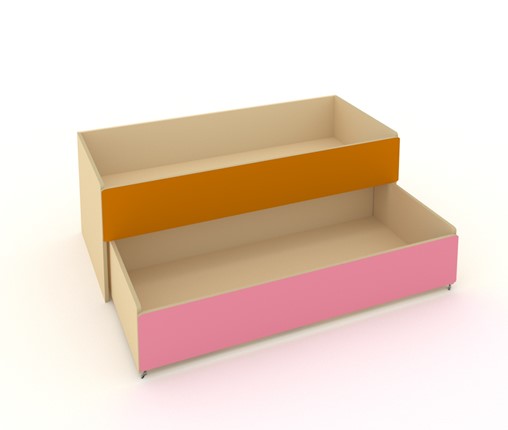 Кровать для детей 2-х уровневая КД-2, Беж + Оранжевый + Розовый в Иваново - изображение