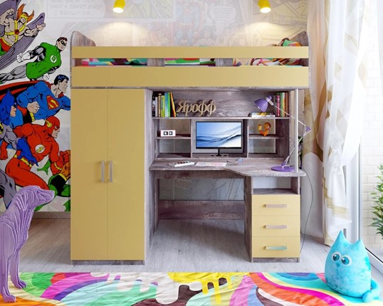 Кровать-чердак в детскую Аракс, каркас Бетон, фасад Зира в Иваново - изображение