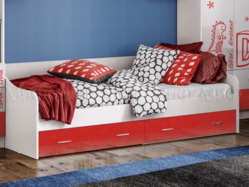 Кровать в детскую Алфавит (Красный) с ящиками в Иваново