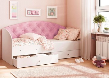 Кровать с ящиками Эльза без бортика, Розовый (латы) в Иваново
