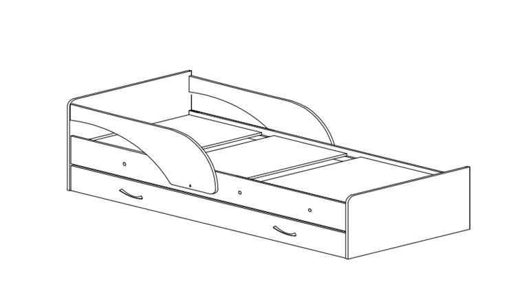 Кровать с ящиками Максимка, цвет Млечный дуб в Иваново - изображение 1