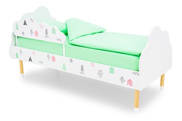Детская кровать Stumpa Облако "Домики розовый, бирюзовый" в Иваново