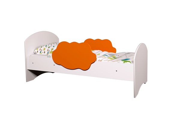 Кровать с бортиками Тучка, корпус Белый, фасад Оранжевый в Иваново - изображение
