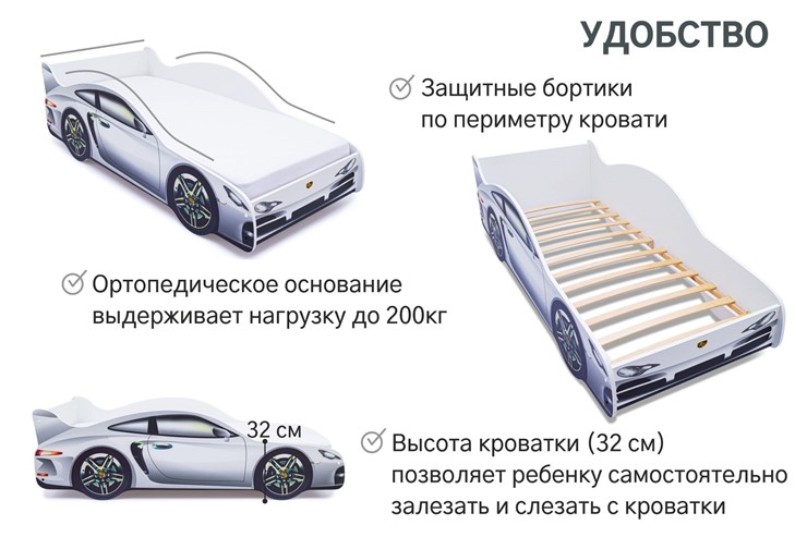 Детская кровать-машина Porsche в Иваново - изображение 6