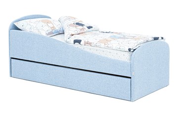 Мягкая кровать с ящиком Letmo небесный (рогожка) в Иваново