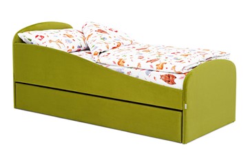 Кровать в детскую с ящиком Letmo оливковый (велюр) в Иваново