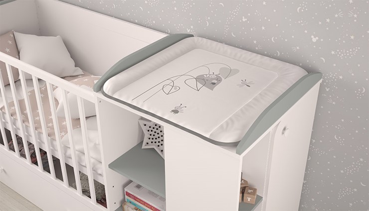 Детская кровать с комодом POLINI Kids Ameli 800 Белый / Серый, серия AMELI в Иваново - изображение 3