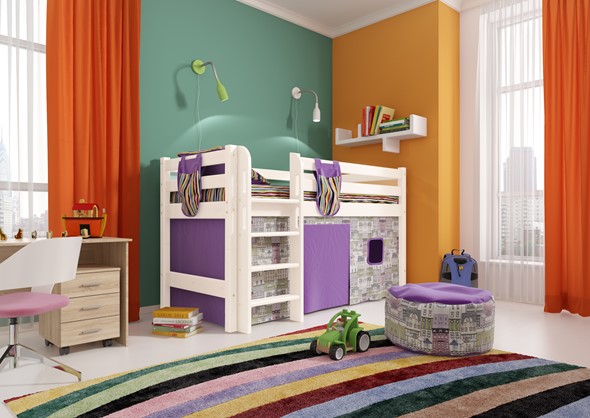 Кровать-чердак детская Соня, Вариант 11 Белый в Иваново - изображение