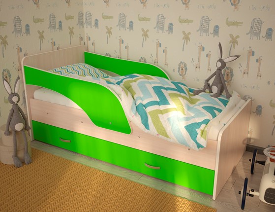 Детская кровать Максимка, корпус Млечный дуб, фасад Салатовый в Иваново - изображение