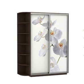 Шкаф двухдверный Экспресс 1900x600x2200, со стеллажом, Орхидея белая/венге в Иваново