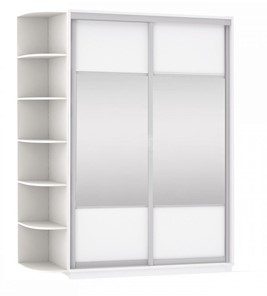 Шкаф 2-х дверный Экспресс (Комби), со стеллажом 1500x600x2400, белый снег в Иваново