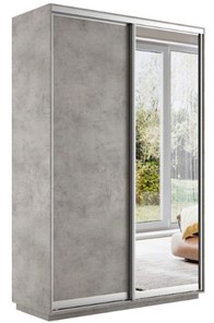 Шкаф 2-дверный Экспресс (ДСП/Зеркало) 1200х450х2200, бетон в Иваново