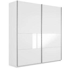Шкаф 2-дверный Широкий Прайм (ДСП / Белое стекло) 2200x570x2300, Белый снег в Иваново
