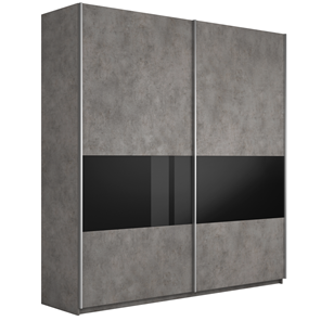 Шкаф 2-створчатый Широкий Прайм (ДСП / Черное стекло) 2200x570x2300, Бетон в Иваново