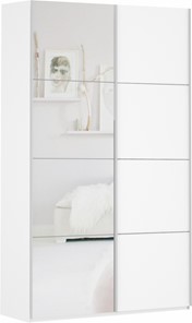 Шкаф 2-дверный Прайм (ДСП/Зеркало) 1200x570x2300, белый снег в Иваново
