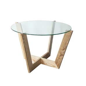 Круглый столик Оникс-10, Натуральный массив/Прозрачное стекло в Иваново - предосмотр