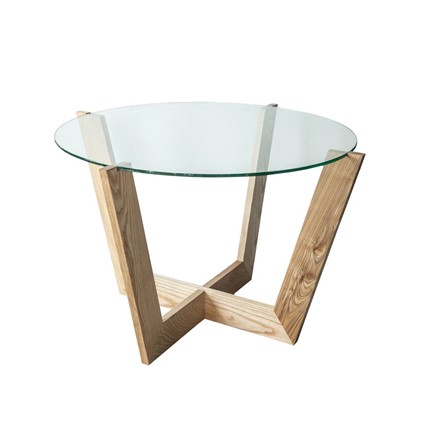 Круглый столик Оникс-10, Натуральный массив/Прозрачное стекло в Иваново - изображение