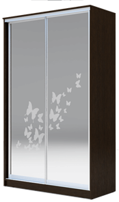 Шкаф 2-х створчатый 2400х1500х420 два зеркала, "Бабочки" ХИТ 24-4-15-66-05 Венге Аруба в Иваново