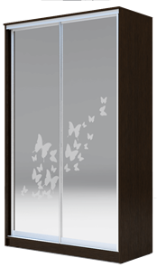 Шкаф 2-х дверный 2200х1200х420 два зеркала, "Бабочки" ХИТ 22-4-12-66-05 Венге Аруба в Иваново