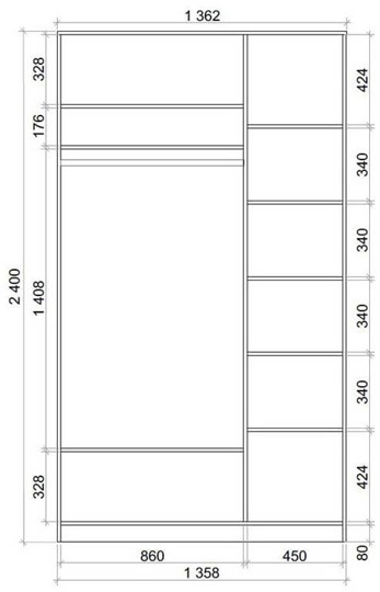 Шкаф двухстворчатый 2400х1362х620 с двумя зеркалами ХИТ 24-14-55 Венге Аруба в Иваново - изображение 2
