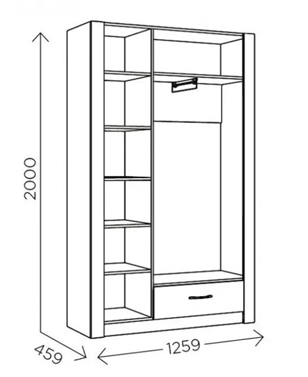 Шкаф гардеробный Ева 5 М2 дуб ирландский/белый матовый в Иваново - изображение 2