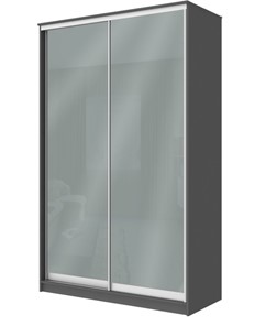 Шкаф 2-х дверный Хит-22-12/2-22 с цветным стеклом, средне-серый 074, Графит в Иваново