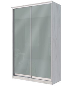 Шкаф 2-х дверный Хит-22-4-12/2-22 с цветным стеклом, средне-серый 074, Дуб крафт белый в Иваново