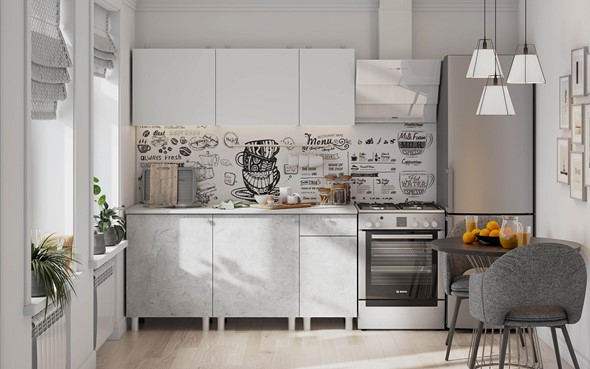 Кухня КГ-1 1600, белый/белый/цемент светлый/антарес в Иваново - изображение