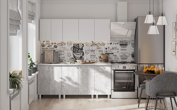 Готовый кухонный гарнитур КГ-1 1800, белый/белый/цемент светлый/антарес в Иваново