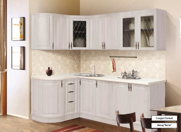 Угловая кухня Веста 1330х2200, цвет Сандал белый в Иваново - изображение