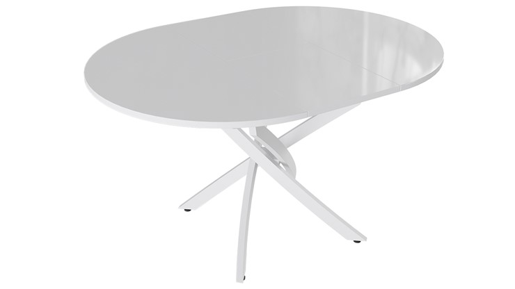 Кухонный стол раскладной Diamond тип 3 (Белый муар/Белый глянец) в Иваново - изображение 1