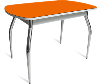 Стол на кухню ПГ-04 СТ белое/оранжевое/хром фигурные в Иваново - предосмотр