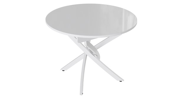 Кухонный стол раскладной Diamond тип 3 (Белый муар/Белый глянец) в Иваново - изображение