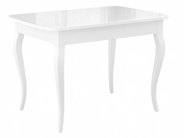 Кухонный стол раздвижной Dikline M120 Белый/стекло белое глянец/ножки MC белые в Иваново