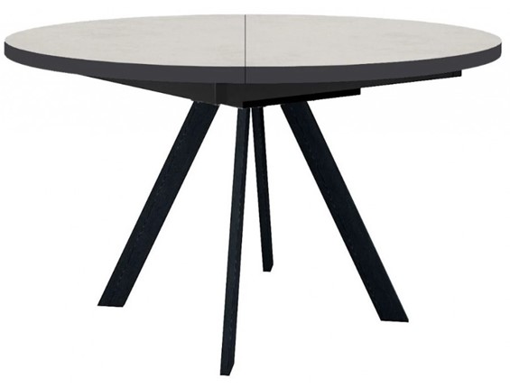 Кухонный стол раскладной Dikline RD120 Хромикс белый/ножки черные в Иваново - изображение
