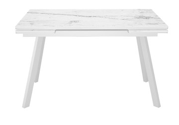 Кухонный раскладной стол DikLine SKA125 Керамика Белый мрамор/подстолье белое/опоры белые (2 уп.) в Иваново