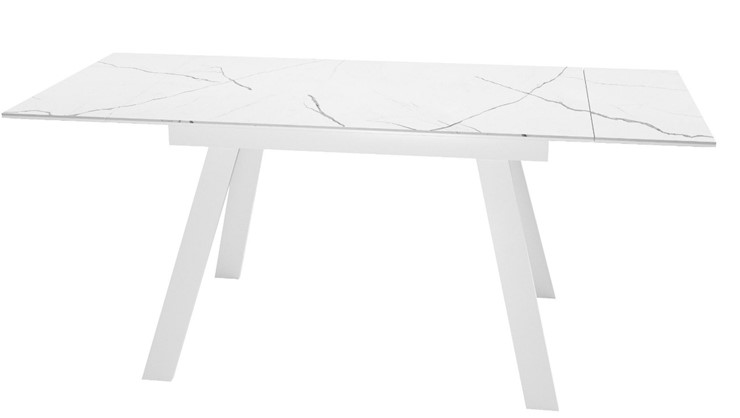 Кухонный раскладной стол DikLine SKM140 Керамика Белый мрамор/подстолье белое/опоры белые (2 уп.) в Иваново - изображение 1